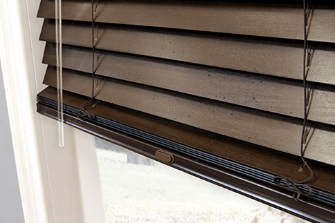 Would it look ok to have real wood 2 inch espresso blinds? wood blinds terry barker interiors